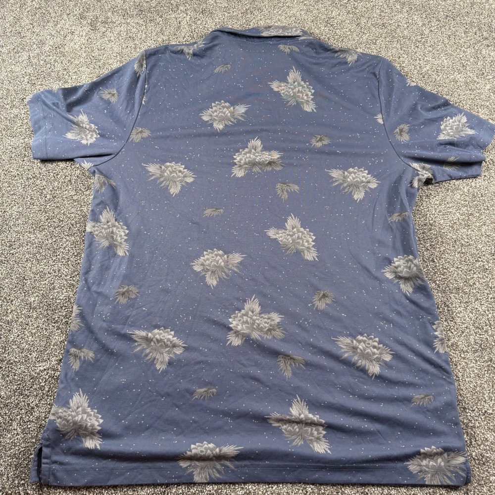 TravisMathew Polo Shirt Men's XXL Blue Floral Speckled Short Sleeve Golf Top - Picture 6 of 6